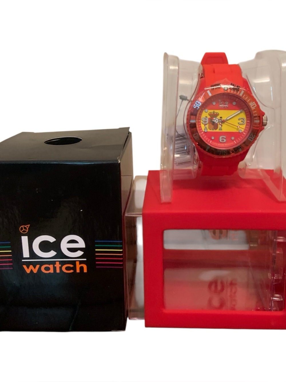 Ice-Watch Red Silicone world Spain Wristwatch with Yellow Dial